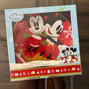 Disney Red and Black Mickey and Minnie Dessert Plates Set